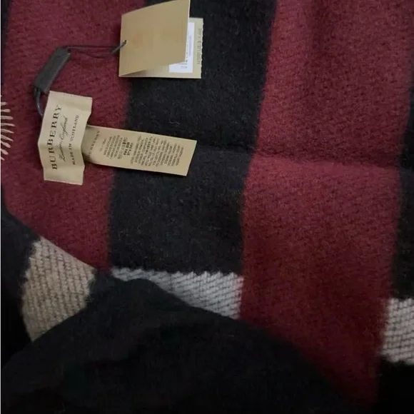 Burberry Burgundy and Black Wool Poncho - Picture 8 of 8